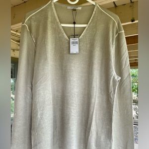 John Varvatos Mens cream v-neck light weight sweater.